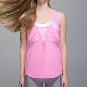 Lululemon “If you’re Lucky” Pink Mesh Tank Top